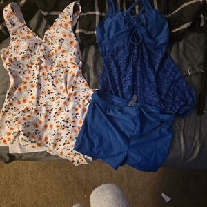 Maternity Floral and Blue Swimwear Set